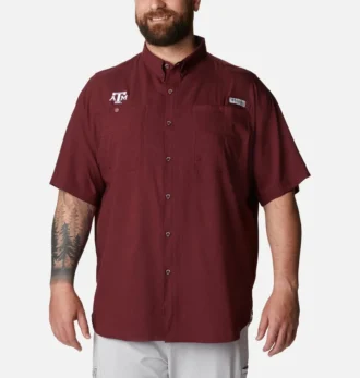 Camicia a maniche corte da uomo Collegiate PFG Tamiami™ – Taglia grande – Texas A&M