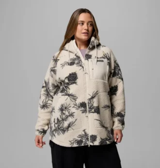 Felpa con cappuccio e zip integrale Women Winter Warmth™ stampata – Taglie forti