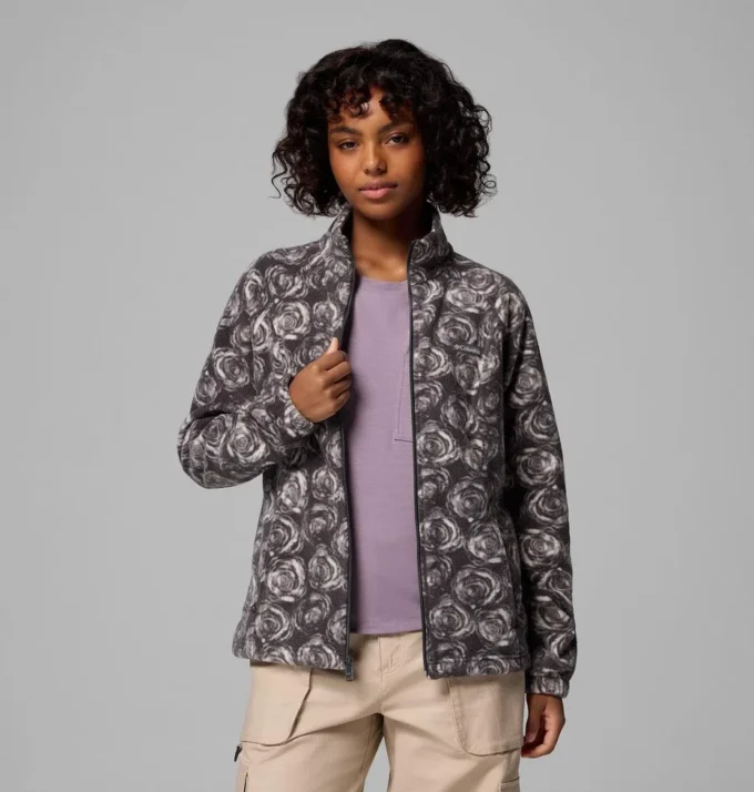 Giacca in pile con stampa Benton Springs™ e zip integrale da donna