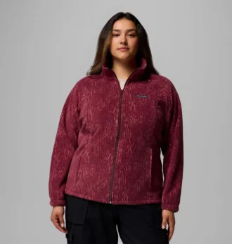 Giacca in pile con stampa Benton Springs™ e zip integrale da donna – Taglie forti