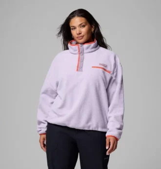 Maglione corto in pile con mezza chiusura a scatto Helvetia™ II da donna – Taglie forti